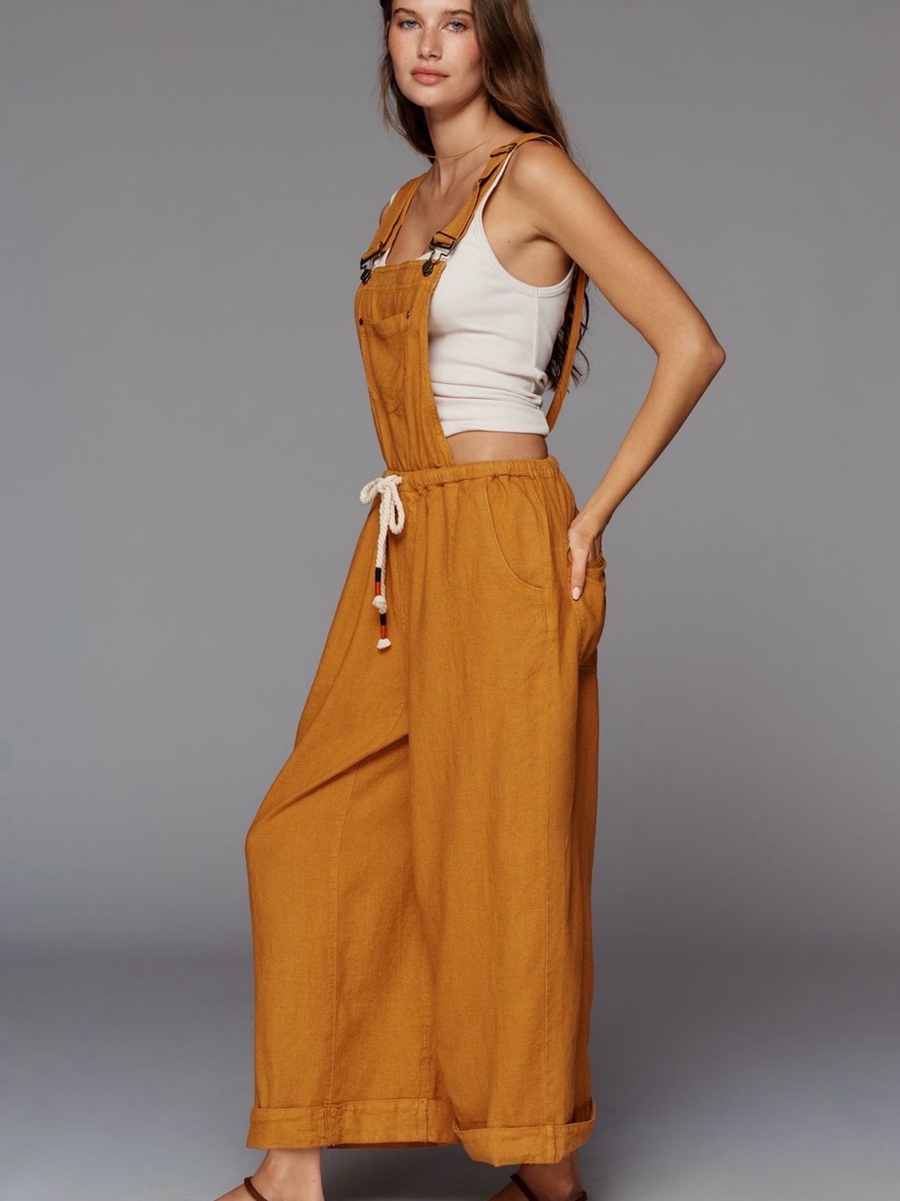 Anthropologie Pilcro Drawstring Linen Overalls - NWT - Picture 2 of 7